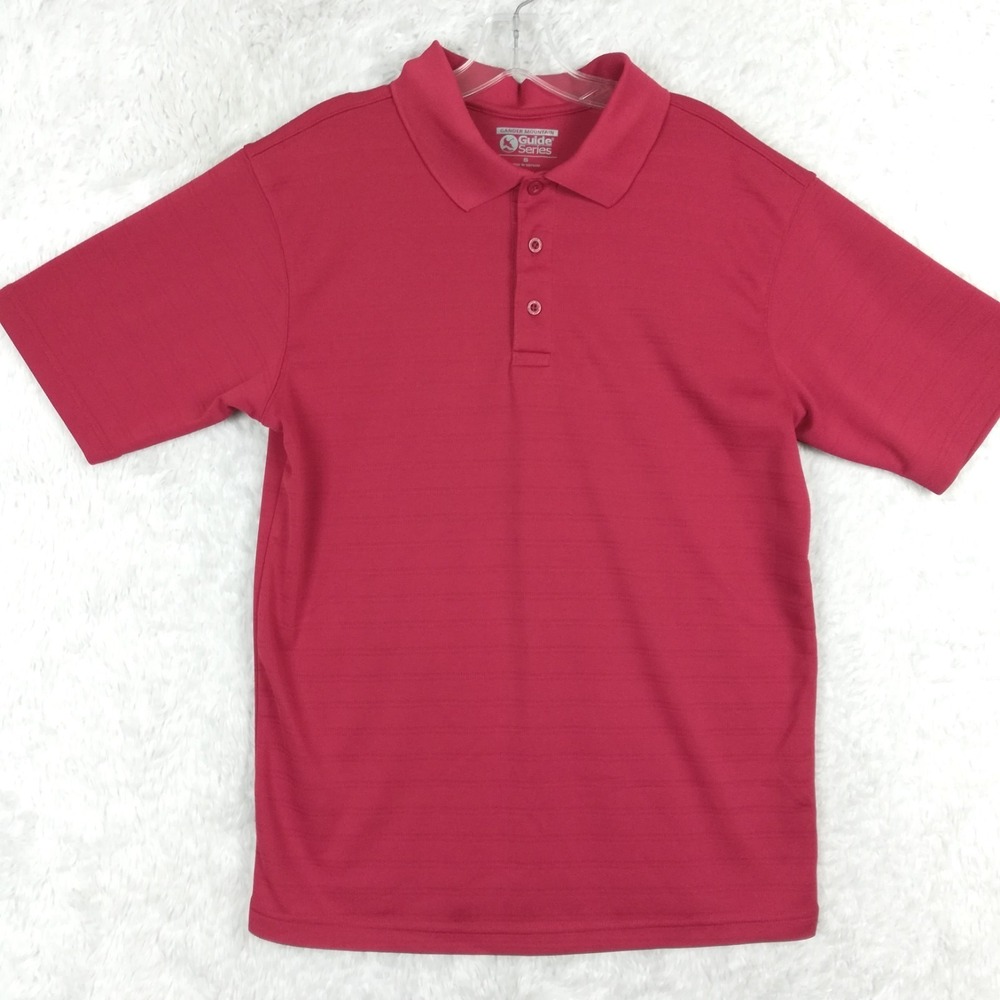 Guide Series Gander Mountain Mens Polo Shirt Red Short Sleeve Stripe Preppy S